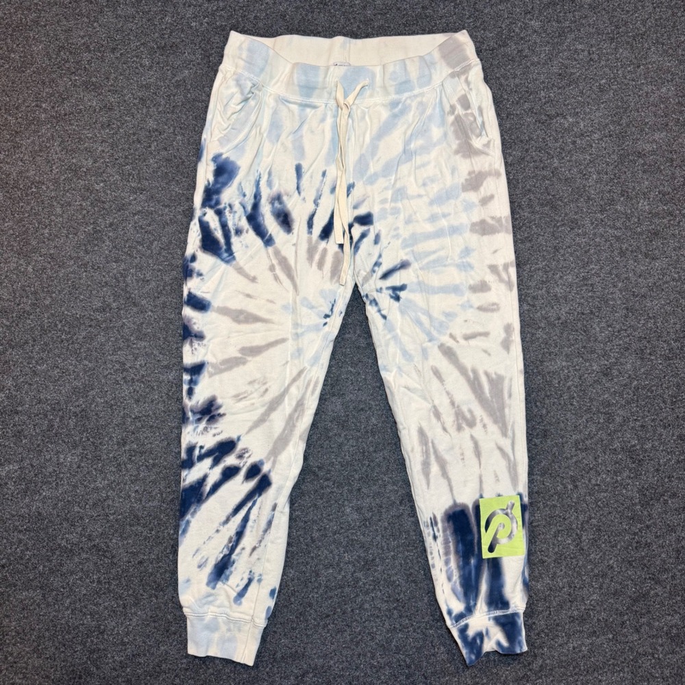Peloton Tie Dye Joggers Blue White Spiral Logo Sweatpants Mens Large L